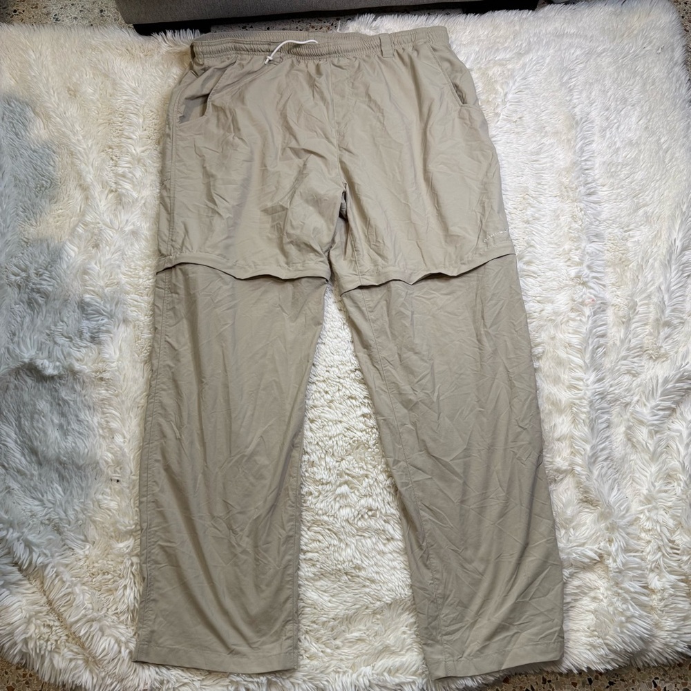Columbia men’s PFG Tan convertible outdoor pants XXL mesh lined